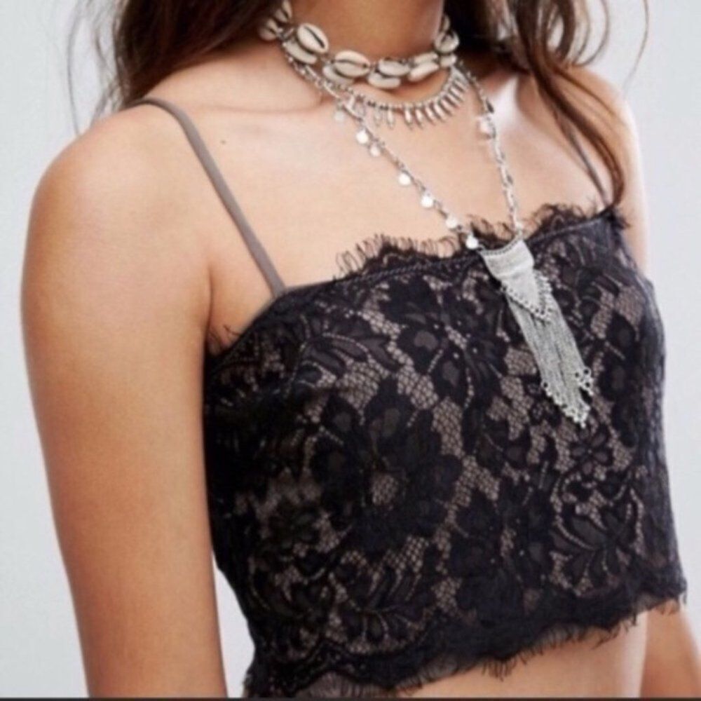 Free People Black Lace Bralette Crop Top - Picture 9 of 9